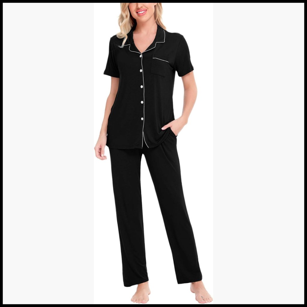 Soft Modal Pajama Set With Short Sleeve Top And Long Pants